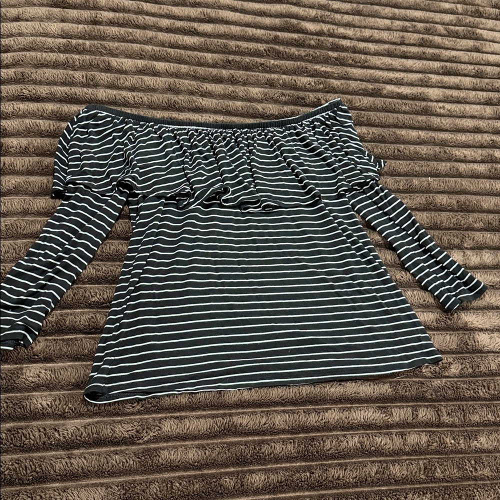 American Eagle Outfitters Black and White Striped Tops